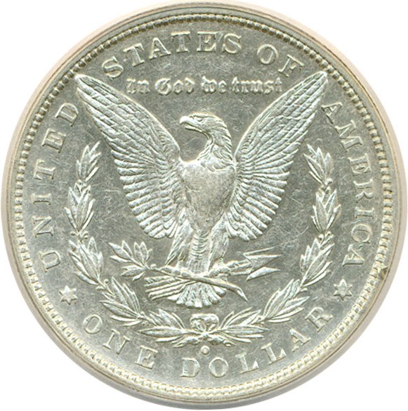 image for: Top 100 VAM: 1880-O $1 VAM 4  80/79  Crossbar ANACS AU55 Details (Cleaned)