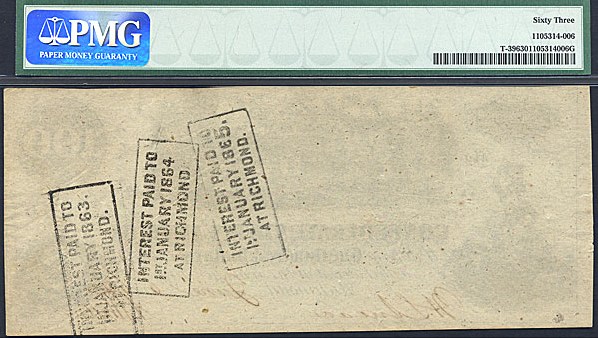 image for: CSA: Fr.T39 1862 $100 Straight White Steam PMG Choice CU63  [2939]