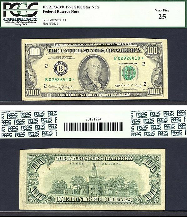 image for: Fr.2173B 1990 $100  PCGS VF25  [B02926410] *Star*