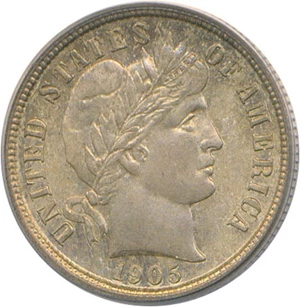 image for: 1905-S 10c PCGS MS65