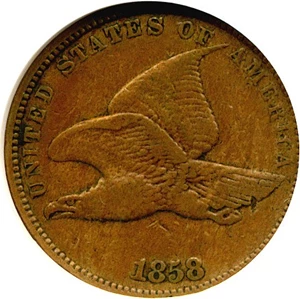 image for: 1858 1c Small Letters VF Details ANACS Net F12 (Damaged, Misaligned Dies)