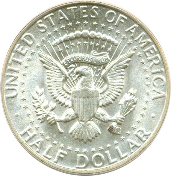 image for: 1964 50c Doubled Die Obverse ANACS MS62