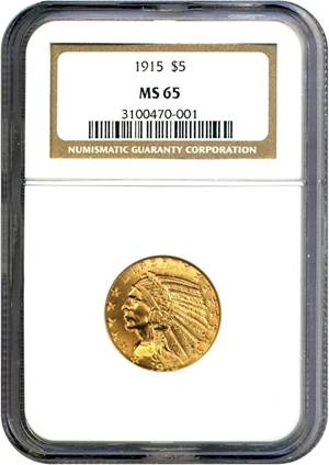 image for: 1915 $5 NGC MS65