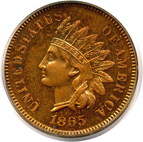 image for: 1865 1c  PCGS Proof 64 RB (Eagle Eye Photoseal)