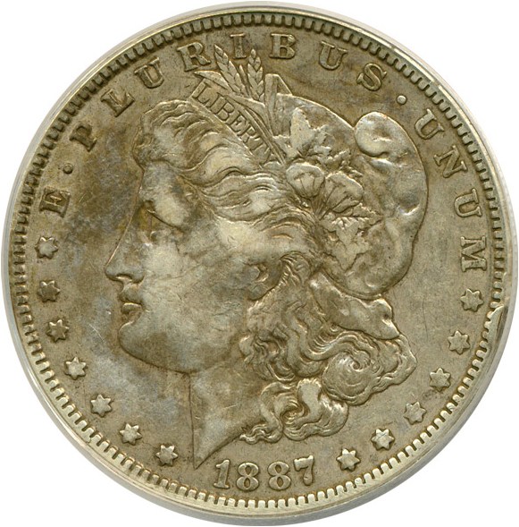 image for: Top 100 VAM: 1887 $1 VAM 1A  Donkey Tail ANACS XF40 Details (Damaged)