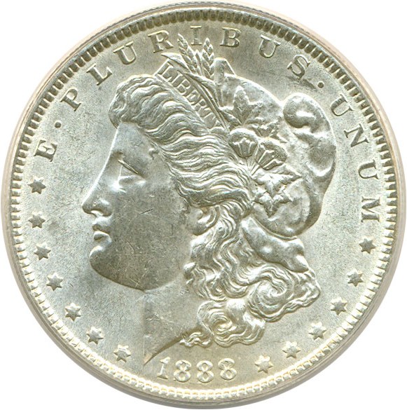 image for: Hot 50 VAM: 1888 $1 VAM 4  Doubled Reverse ANACS MS60 Details (Cleaned)