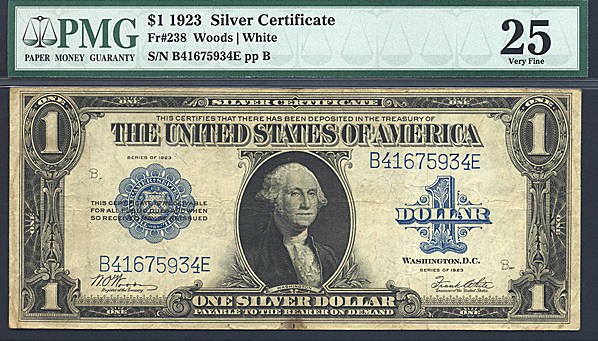 image for: Fr.238 1923 $1  PMG VF25  [B41675934E]