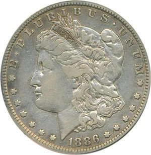 image for: Top 100 VAM: 1886-O $1 VAM 1A Clashed E ANACS VF30 Details (Cleaned)