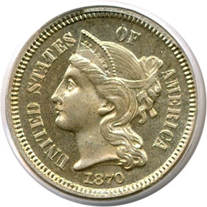 image for: 1870 3cN PCGS Proof 64 Cameo