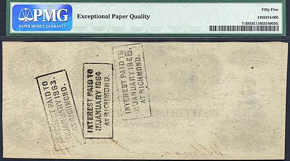 image for: CSA: Fr.T39 1862 $100 Straight White Steam PMG AU55 EPQ  [1935]