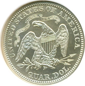 image for: 1867 25c NGC Proof 64 Cameo