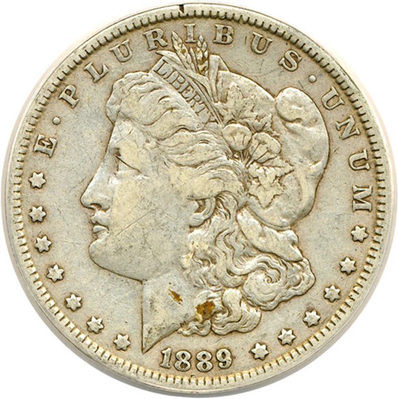 image for: Top 100 VAM: 1889 $1 VAM 19A  Bar Wing ANACS VF35 - Surface Residue