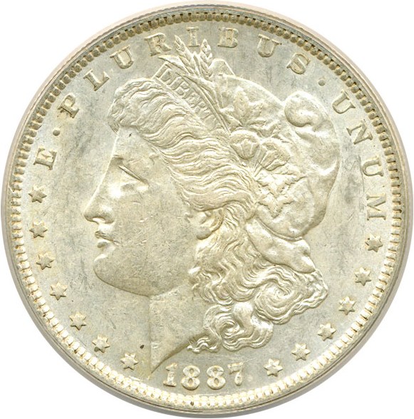image for: Top 100 VAM: 1887 $1 VAM 5  Doubled Date ANACS AU53 