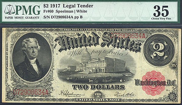 image for: Fr.60 1917 $2 Bracelet Reverse PMG VF35  [D72908634A]