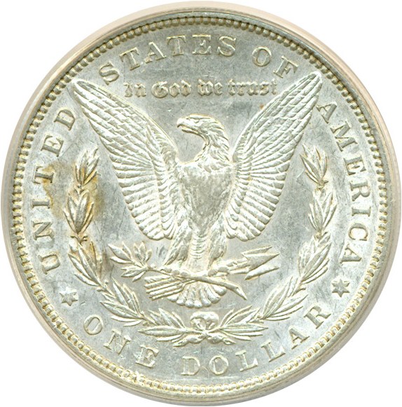 image for: Hot 50 VAM: 1885 $1 VAM 1A  Pitted Reverse ANACS AU55