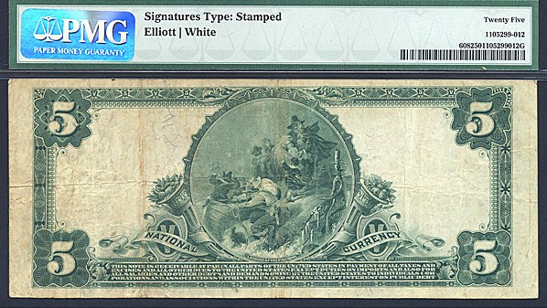 image for: Fr.608 1902 $5 Third Charter Period, 3rd Issue, Plain Back PMG VF25 #12001 Illinois [24970]