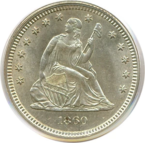 image for: 1860 25c PCGS MS62