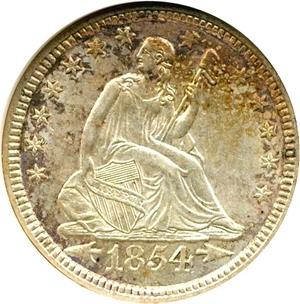 image for: 1854 25c Arrows ANACS MS61