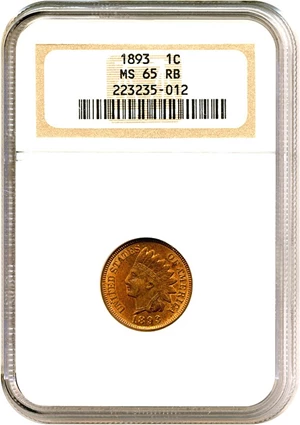 image for: 1893 1c NGC MS65 RB