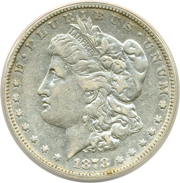 image for: Hot 50 VAM: 1878 7TF $1 VAM 187  Doubled R ANACS VF30 Details (CLeaned)