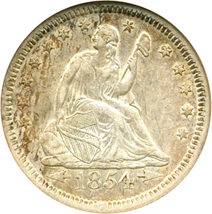 image for: 1854-O 25c Arrows NGC AU55