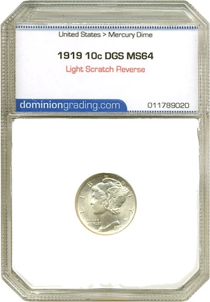image for: 1919 10c DGS MS64 (Light Scratch Reverse)
