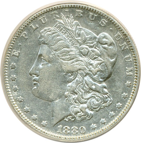 image for: Top 100 VAM: 1880 $1 VAM 7  2nd 8/7  Crossbar ANACS XF45 Details (Cleaned)