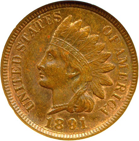 image for: 1891 1c  NGC MS64 BN