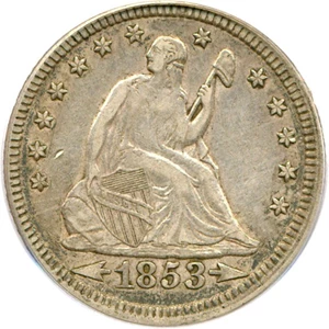 image for: 1853 25c Arrows & Rays PCGS XF40