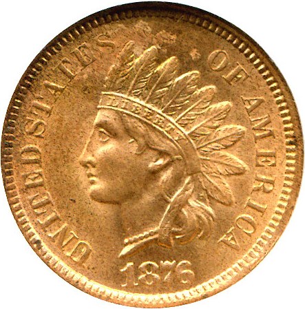 image for: 1876 1c  NGC MS65 RD