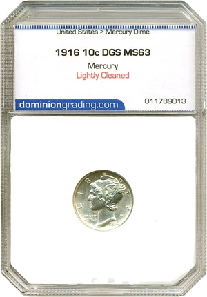 image for: 1916 10c Mercury DGS MS63 (Lightly Cleaned)