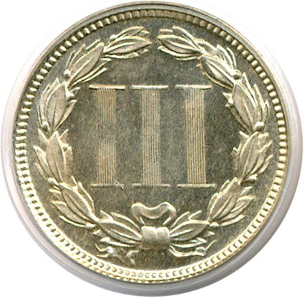 image for: 1872 3cN  PCGS Proof 65 Cameo