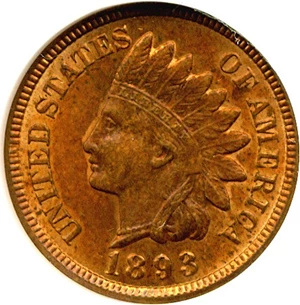 image for: 1893 1c NGC MS65 RB