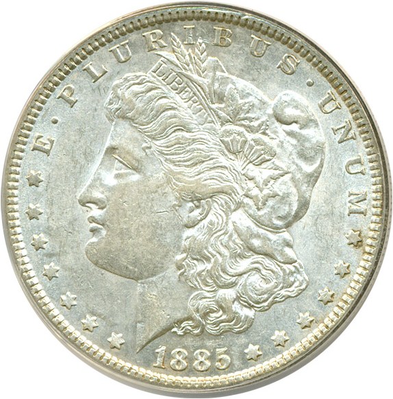 image for: Hot 50 VAM: 1885 $1 VAM 1B  Pitted Reverse ANACS AU55