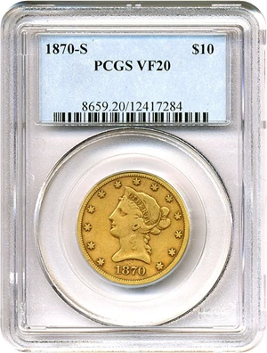 image for: 1870-S $10 PCGS VF20