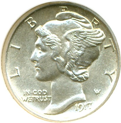 image for: 1917-S 10c DGS AU55 