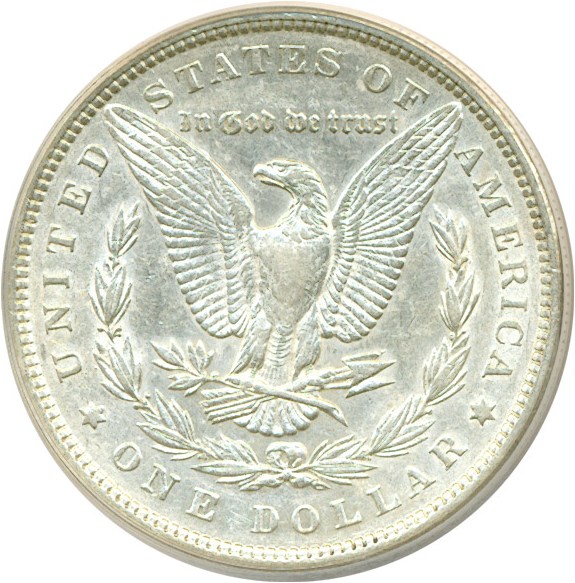 image for: Hot 50 VAM: 1885 $1 VAM 1C  Pitted Reverse ANACS AU50