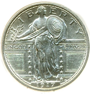 image for: 1917-D 25c Type 1 DGS MS63 FH (Lightly Cleaned)
