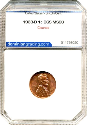 image for: 1933-D 1c DGS MS60 (Cleaned)