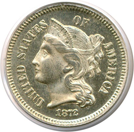 image for: 1872 3cN  PCGS Proof 65 Cameo