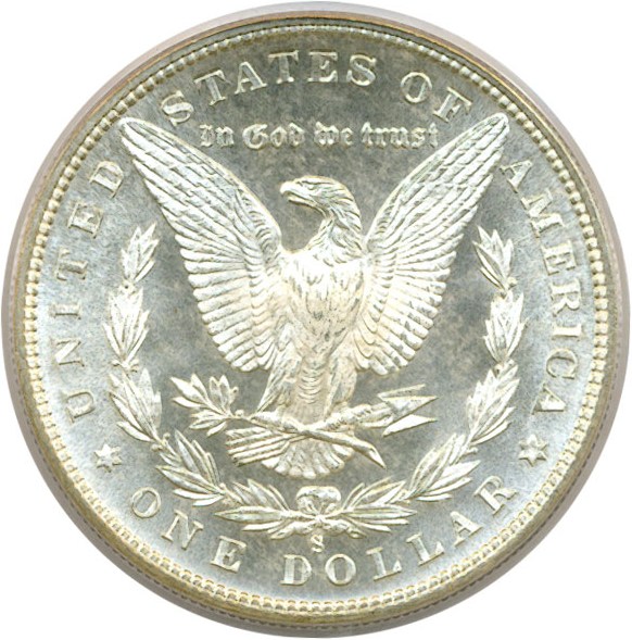 image for: Top 100 VAM: 1880-S $1 VAM 9  8/7  Large S PCGS MS64 