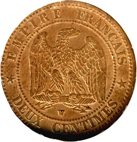 image for: France: 1854-W 2 Centime  DGS MS63 RB