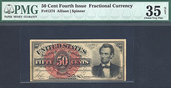 image for: Fractional Currency: Fr.1374  50-Cent  PMG Net VF35 