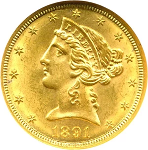 image for: 1891-CC $5 NGC MS63