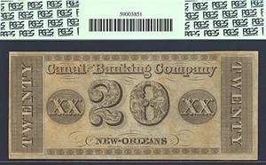 image for: Obsolete: Fr.NO20 18-- $20 New Orleans Canal & Banking Co. PMG Choice CU64 PPQ