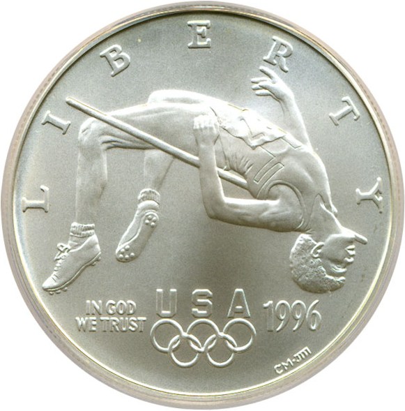 image for: 1996-D $1 Olympic High Jump ICG MS70