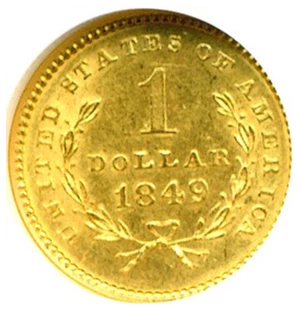image for: 1849 G$1 No L NGC MS62
