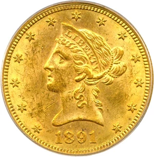 image for: 1891-CC $10 PCGS MS62
