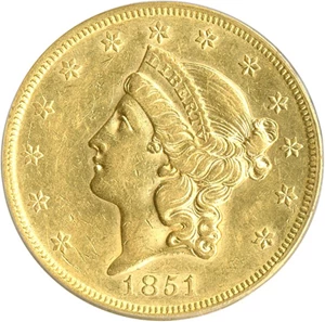 image for: 1851 $20 PCGS AU53