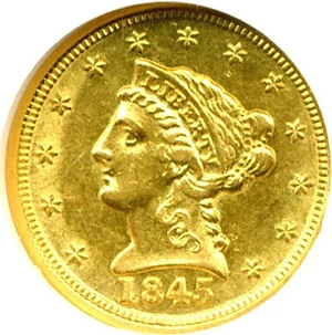 image for: 1845-D $2 1/2 NGC AU58